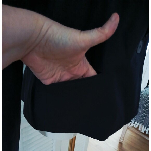 Chaps Women's Silk & Cotton Blend Blazer with Ruffle Neckline Size 12 Navy Blue - Picture 11 of 14